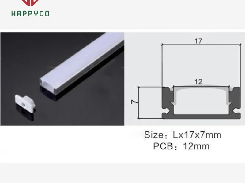 Thanh Nhôm U (Âm Nổi) Đi Đèn LED  509 (đã bao gồm nắp nhựa) 