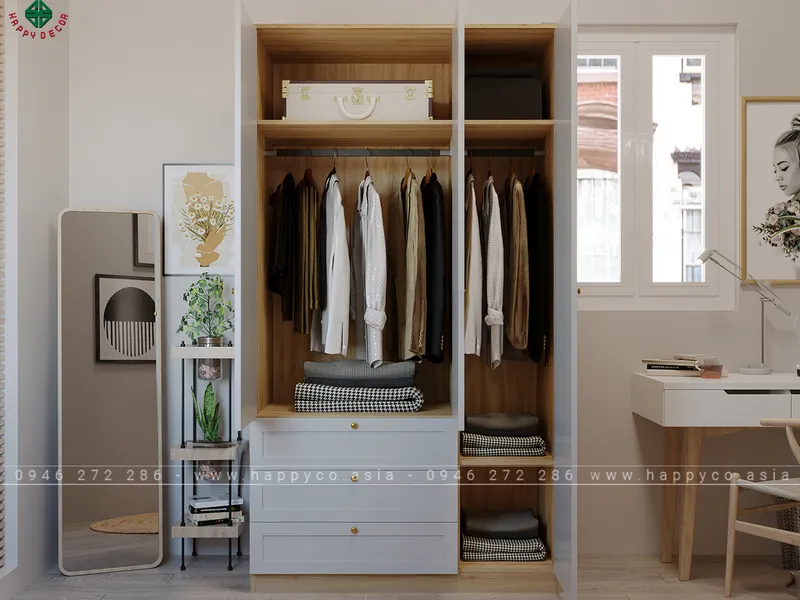 Mẫu tủ quần áo Phong cách Bắc Âu TA6827