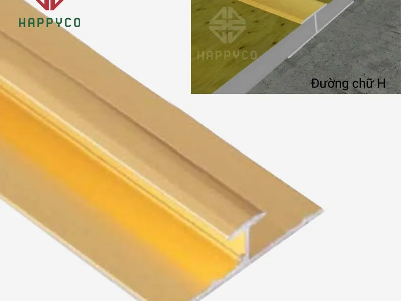 Nẹp Nhôm H / 22*6*4 ly Màu Vàng Cây 2,4m