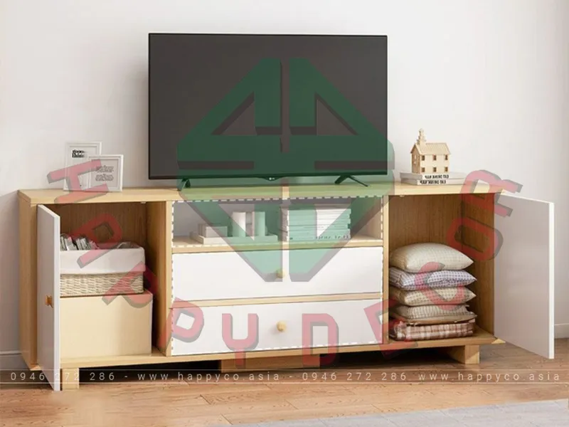 KỆ TIVI GỖ MDF VÂN GỖ PHỐI TRẮNG HIỆN ĐẠI KT6833