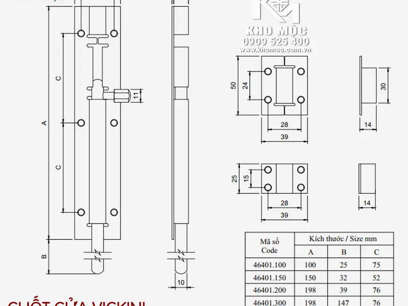 Chốt Cửa Vickini 46401 AC