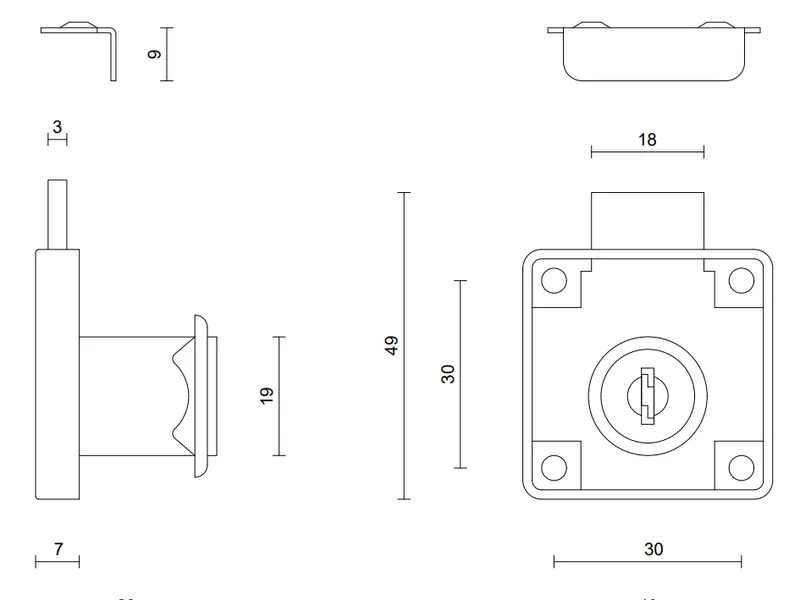 Khóa Vuông 03138.022 VICKINI Crom Bóng