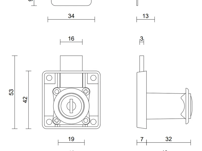 Khóa Vuông 03138.032 VICKINI Cổ Cao 32mm