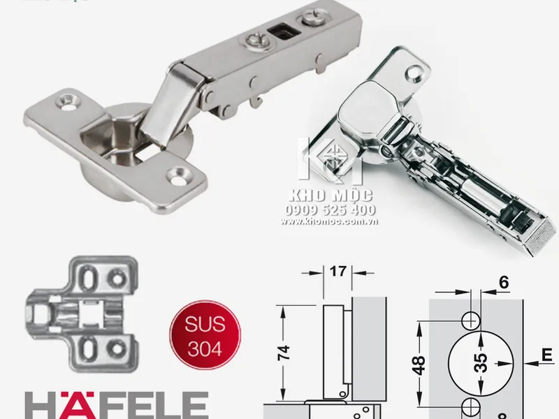 315.07.11x Bản Lề HAFELE INOX-304 Giảm Chấn ( Mã Cũ 315.06.75x)