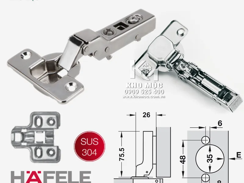 315.07.11x Bản Lề HAFELE INOX-304 Giảm Chấn ( Mã Cũ 315.06.75x)