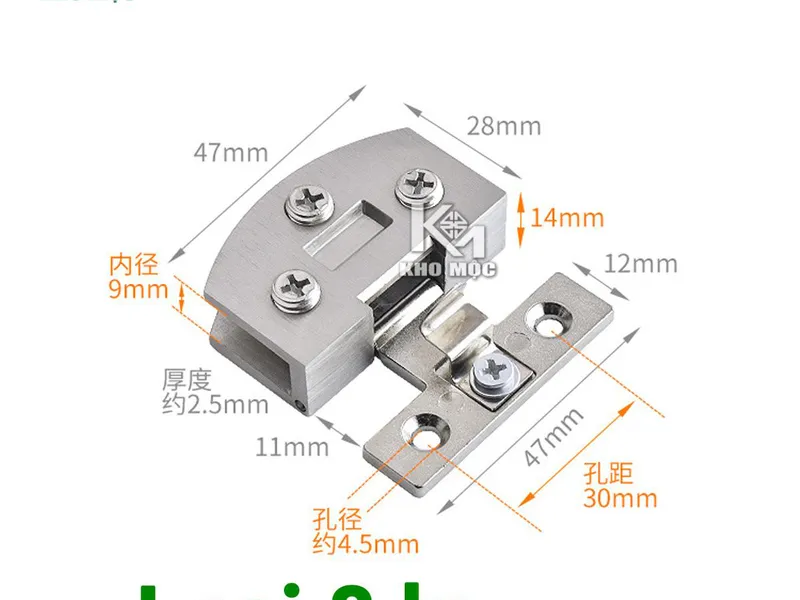 Bản Lề kẹp Kính Hợp Kim Mạ Inox