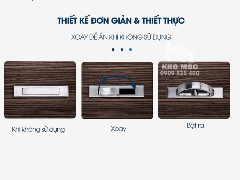 Tay Nắm Âm 080 Tủ Xoay Lật 180 Độ INOX