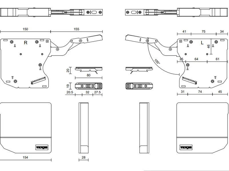 Tay nâng cửa tủ VICKINI 04123.001 GRPR