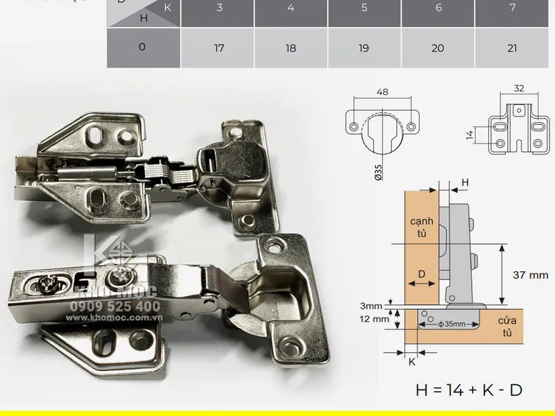 Bản Lề 01419 VICKINI Giảm Chấn 