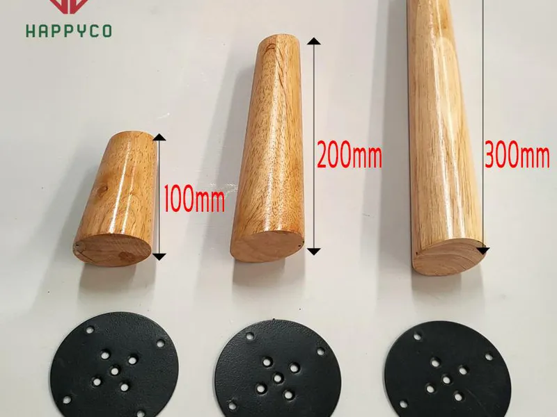 Chân Gỗ Đế Sắt Đen Tròn Rời
