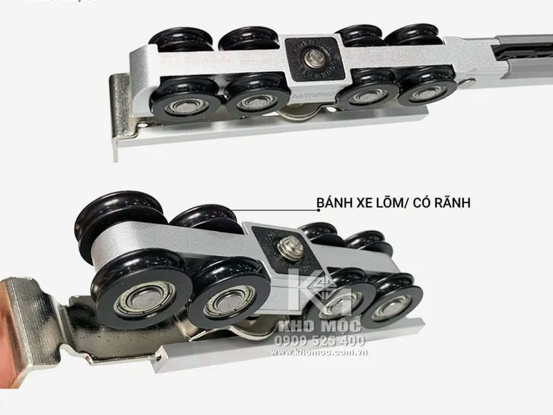 BÁNH XE & RAY NHÔM CỬA ĐI GIẢM CHẤN HAMMERED Mã 828Y