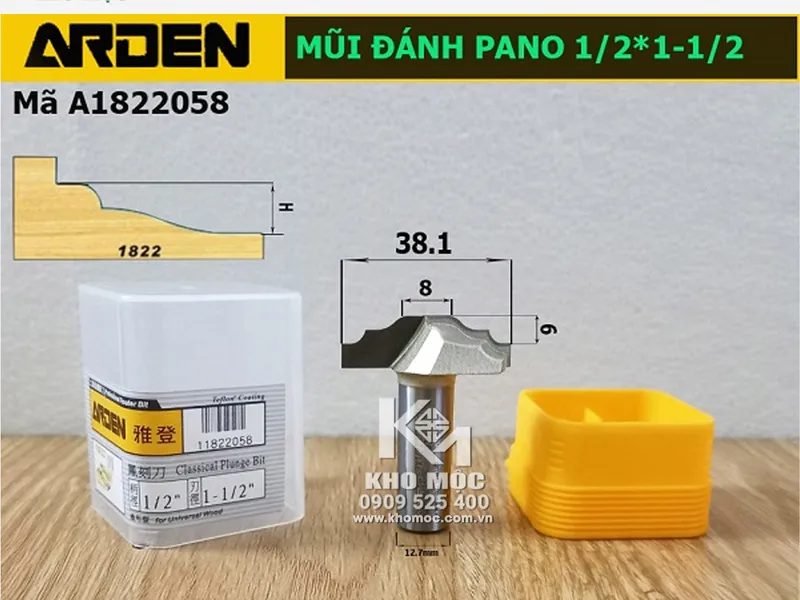 DAO ARDEN A1822058 - MŨI PHAY PANO CỬA 12.7×38.1×6 mm