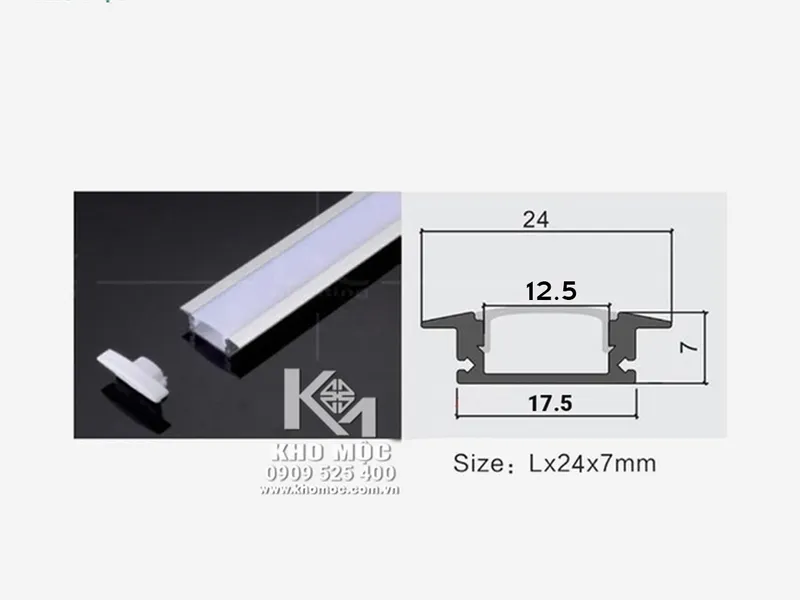 Thanh Nhôm Âm Đi LED (đã có nắp nhựa) 508