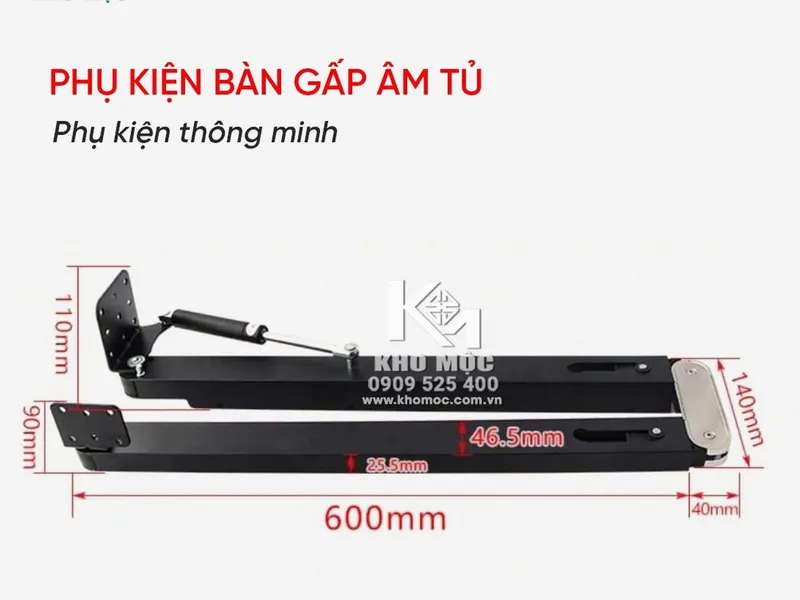 Phụ kiện bàn gập âm tủ dài 1200x2,2mm - P1200