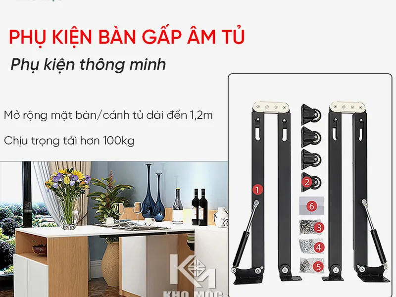 Phụ kiện bàn gập âm tủ dài 1200x2,2mm - P1200