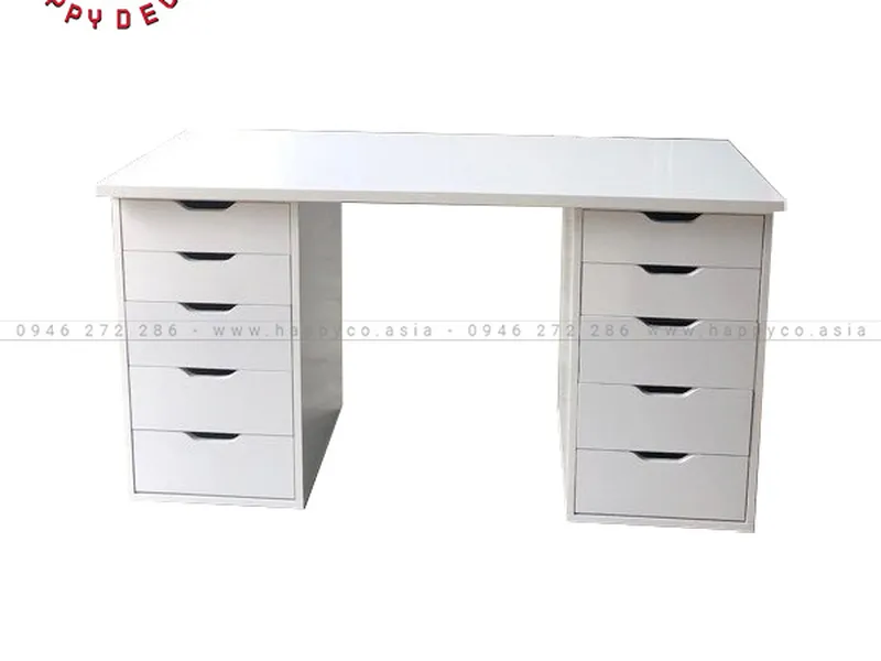 Bàn IKEA 2 tủ full trắng
