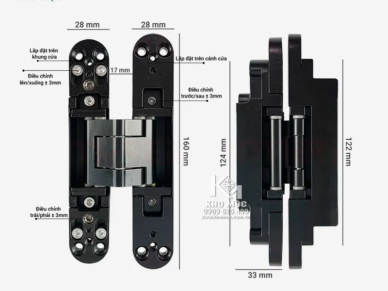 Bản Lề Chữ Thập HMR 560.160OBP 28x160mm 80kg Đen Mờ