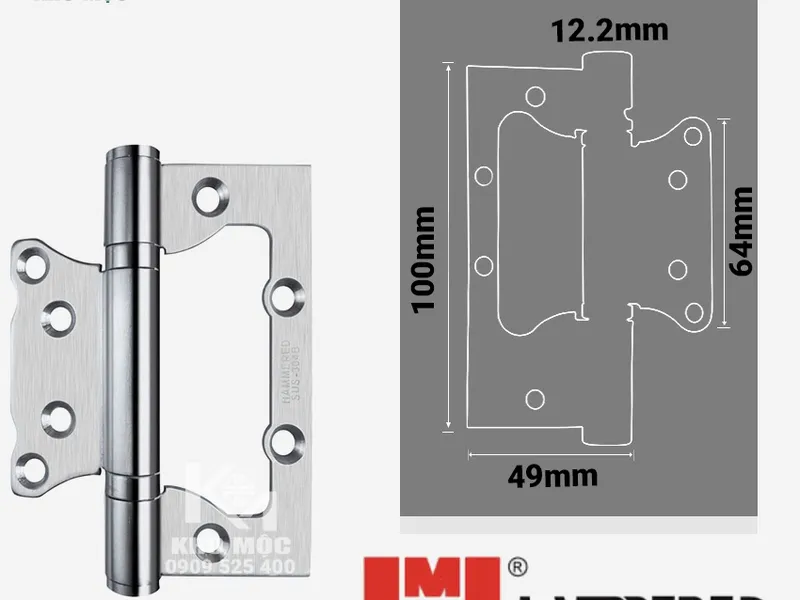Bản Lề Âm Dương Hamered 10phân x 2ly 4"x 3"x 2mm 432SS_201
