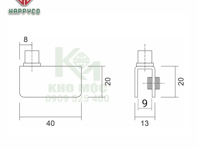 Bản lề Kính Đôi HAMMERED Nhấn Mở 