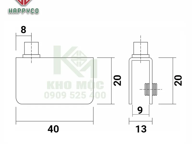 Bản Lề Kính Đơn Nhấn Mở Hiệu HAMMERED INOX 304 Mã 704