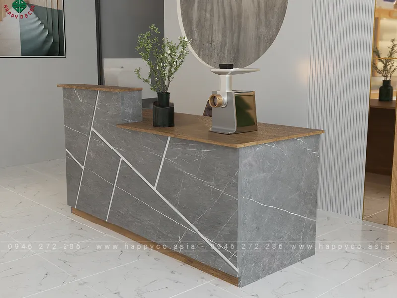 Mẫu bàn quầy lễ tân đẹp hiện đại BQ6801