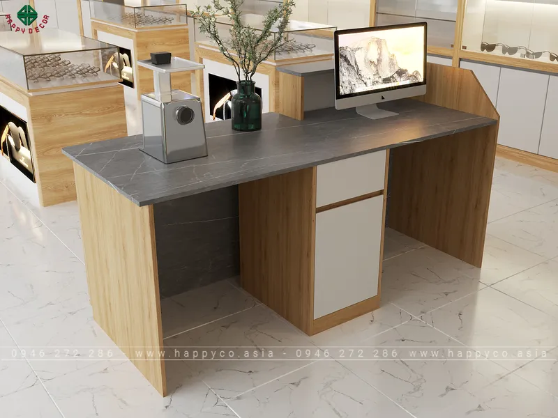 Mẫu bàn quầy lễ tân đẹp hiện đại BQ6801