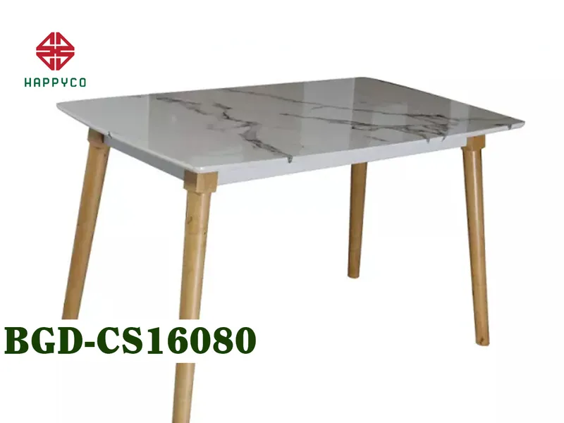 BÀN GIẢ ĐÁ CHẤT LIỆU MDF GIẢ ĐÁ 4 CHÂN GỖ CAO SU- BGD-CS16080