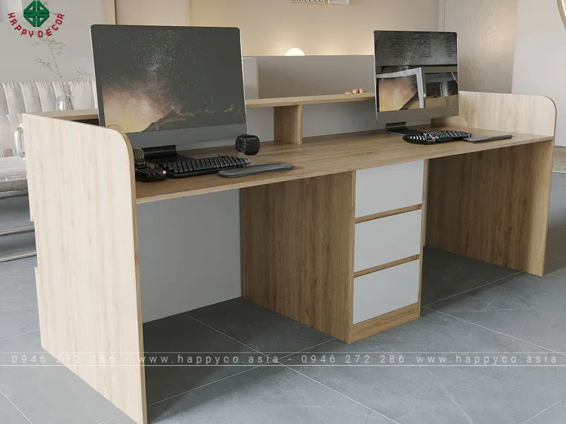 Mẫu bàn quầy lễ tân có đèn LED đẹp hiện đại BQ6802