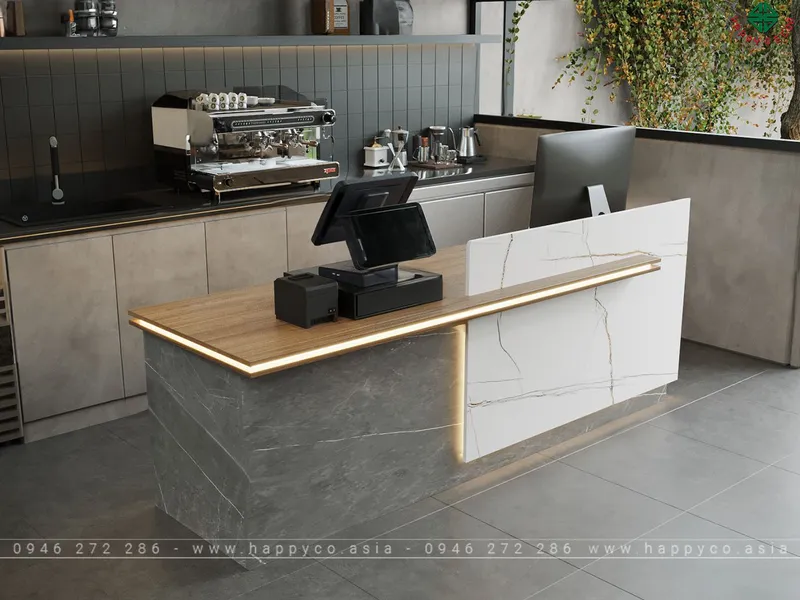 Mẫu bàn quầy lễ tân khách sạn BQ6803