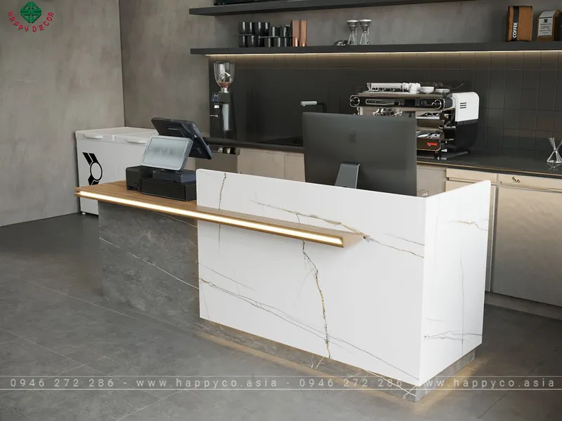 Mẫu bàn quầy lễ tân khách sạn BQ6803