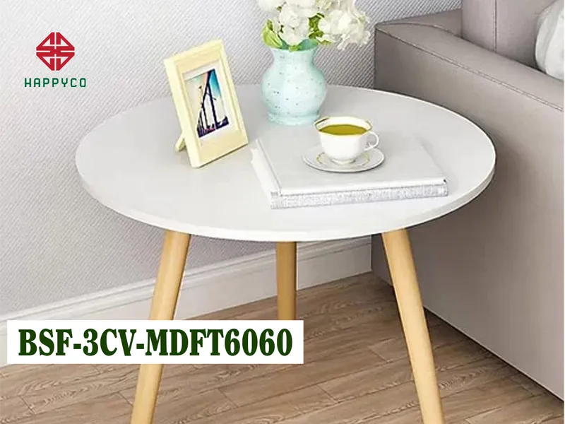 BÀN SOFA 3 CHÂN VẶN - MẶT MDF TRẮNG - BSF-3CV-MDFT6060