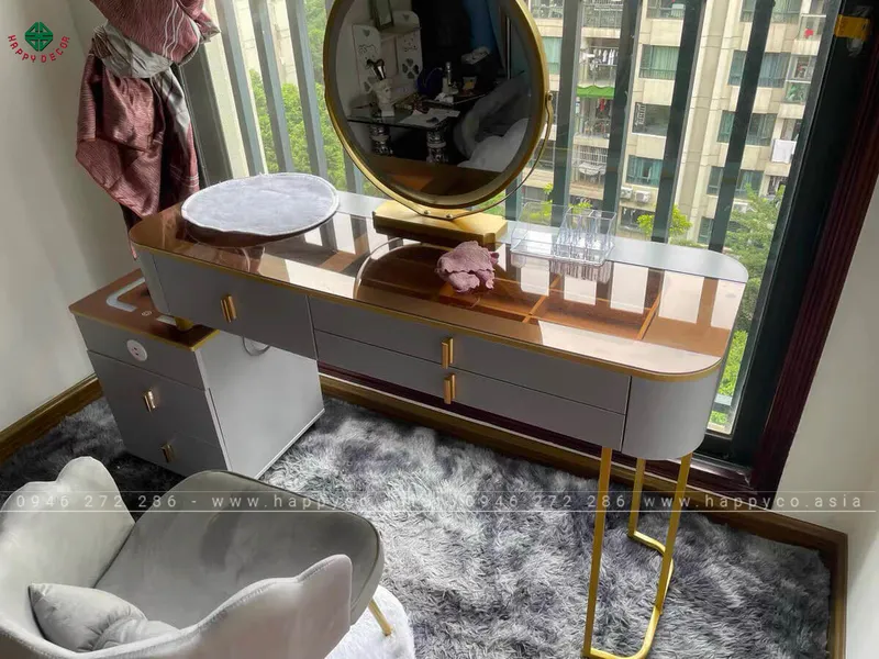 BÀN TRANG ĐIỂM GỖ MDF BỌC NHỰA TN55