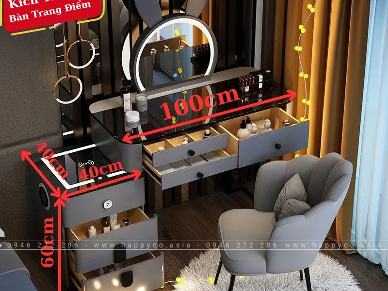 BÀN TRANG ĐIỂM GỖ MDF BỌC NHỰA TN67