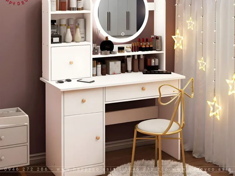 BÀN TRANG ĐIỂM GỖ MDF MÀU TRẮNG BP6837