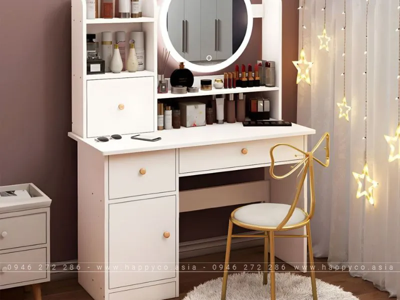 BÀN TRANG ĐIỂM GỖ MDF MÀU TRẮNG BP6837