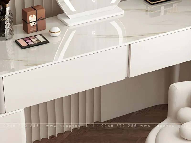 BÀN TRANG ĐIỂM GỖ MDF MÀU TRẮNG THANH LỊCH BP6830