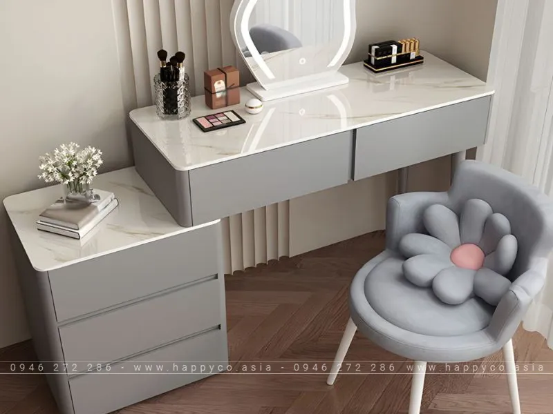 BÀN TRANG ĐIỂM GỖ MDF MÀU TRẮNG THANH LỊCH BP6830