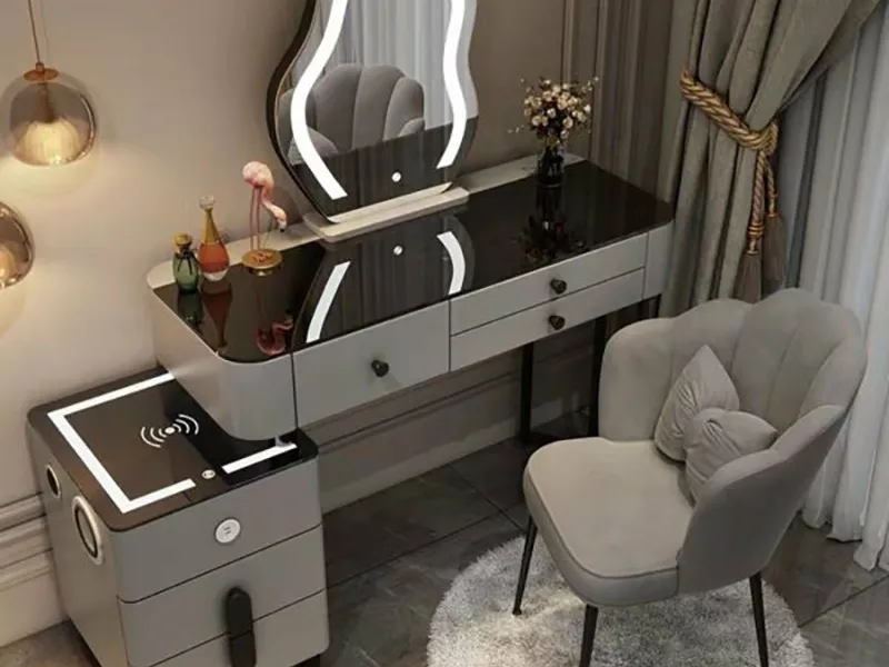 Bàn trang điểm tích hợp Loa, sạc điện thoại không dây, đèn LED