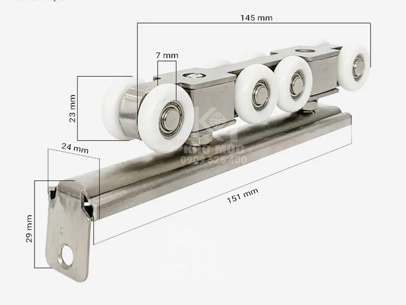 BÁNH XE & RAY NHÔM CỬA ĐI HAMMERED 1008SS - 80kg