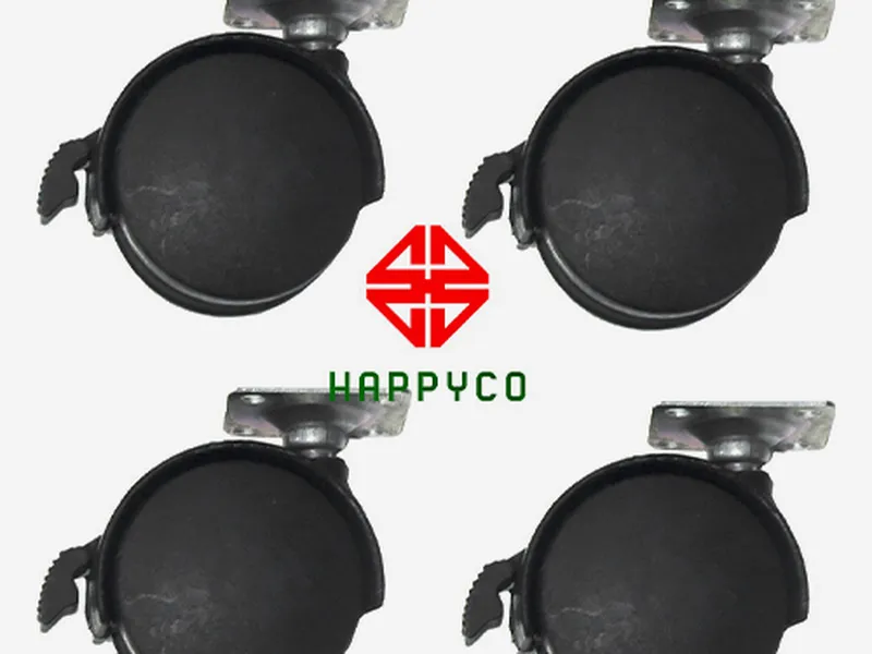 Bánh Xe Nhựa Đen Phi 50mm Có Khóa - Đế Bằng