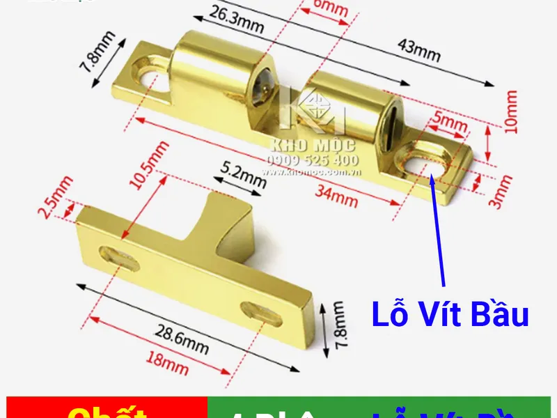 Chốt Bi Thau Mạ Đồng 