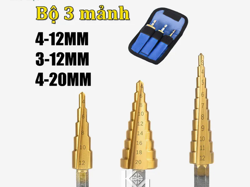 Bộ 3 mũi khoan tháp 4 - 32 / 4 - 12 /4 - 20