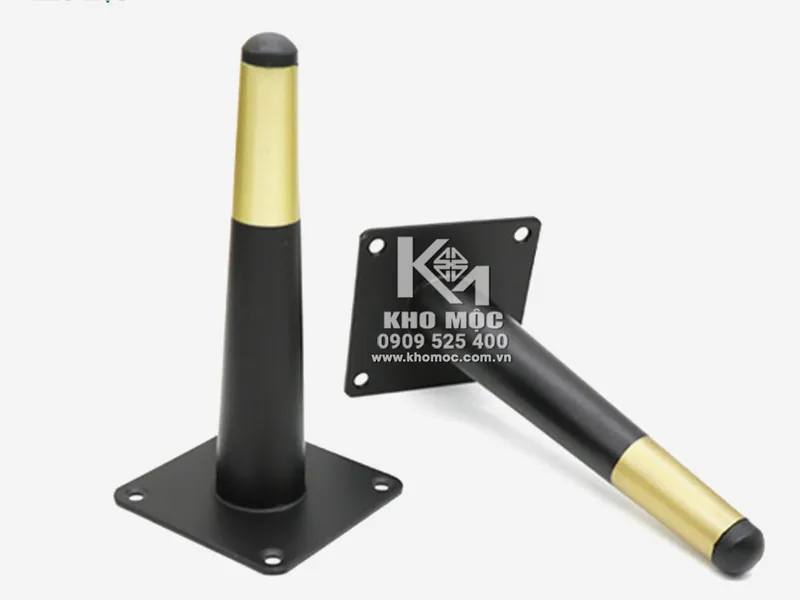 Chân Ghế Sofa Cao Cấp Trụ Tròn Bằng Sắt Vàng Đen