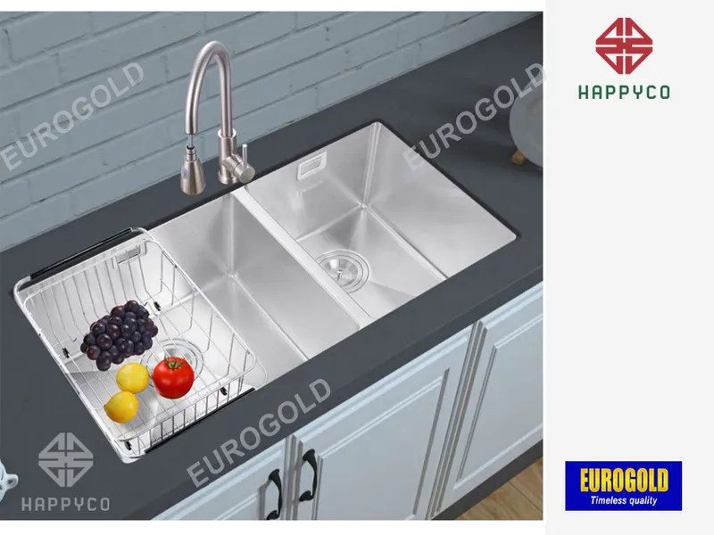 CHẬU RỬA BÁT INOX 304 EUS68144 EUROGOLD
