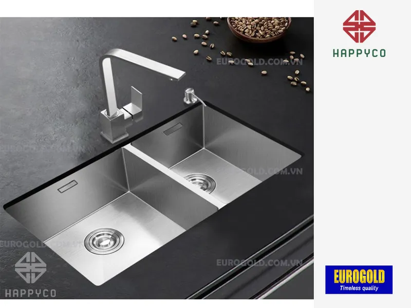 CHẬU RỬA BÁT INOX 304 EUS68144 EUROGOLD