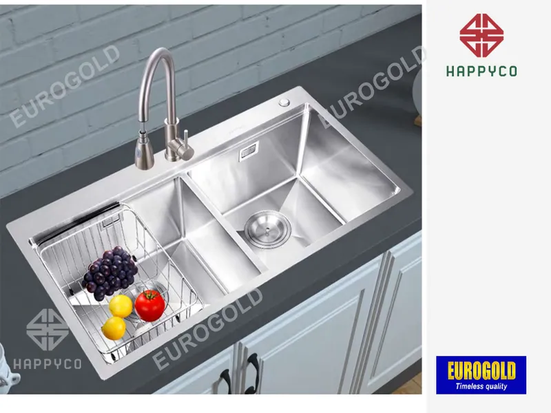 CHẬU RỬA BÁT INOX 304 EUS88850  EUROGOLD
