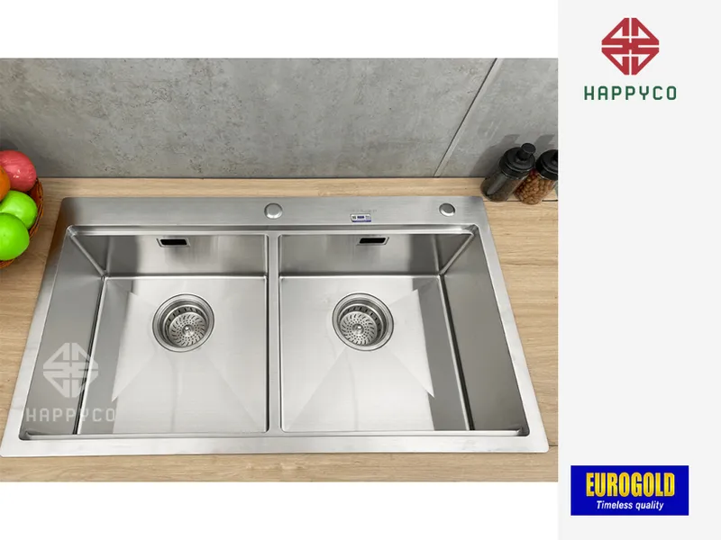 CHẬU RỬA BÁT INOX 304 EUS88850  EUROGOLD