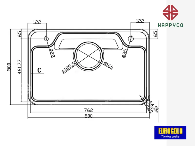 CHẬU RỬA CHÉN EUROGOLD EUD88050