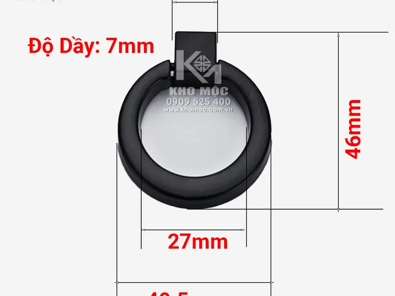 Tay Nắm 7212 Đen Khoen Tròn (Núm Tủ)