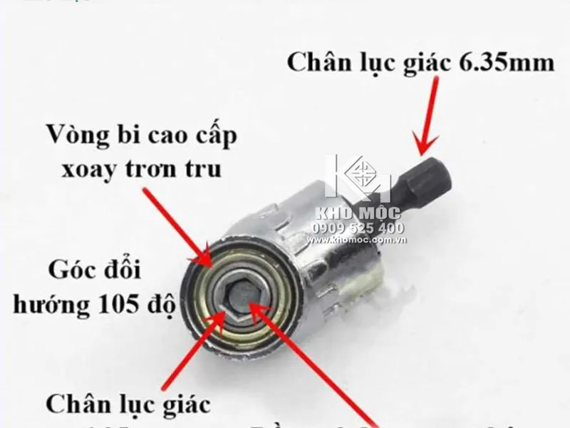 Đầu Chuyển Hướng Bắt Vít 90 độ 105 độ + Đầu Bắn Vít ngắn - Lắp vào máy Khoan Vặn Vít